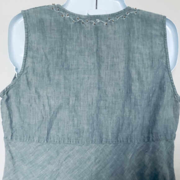 J. Jill Embellished Sleeveless Linen Top - 6P - Picture 3 of 5